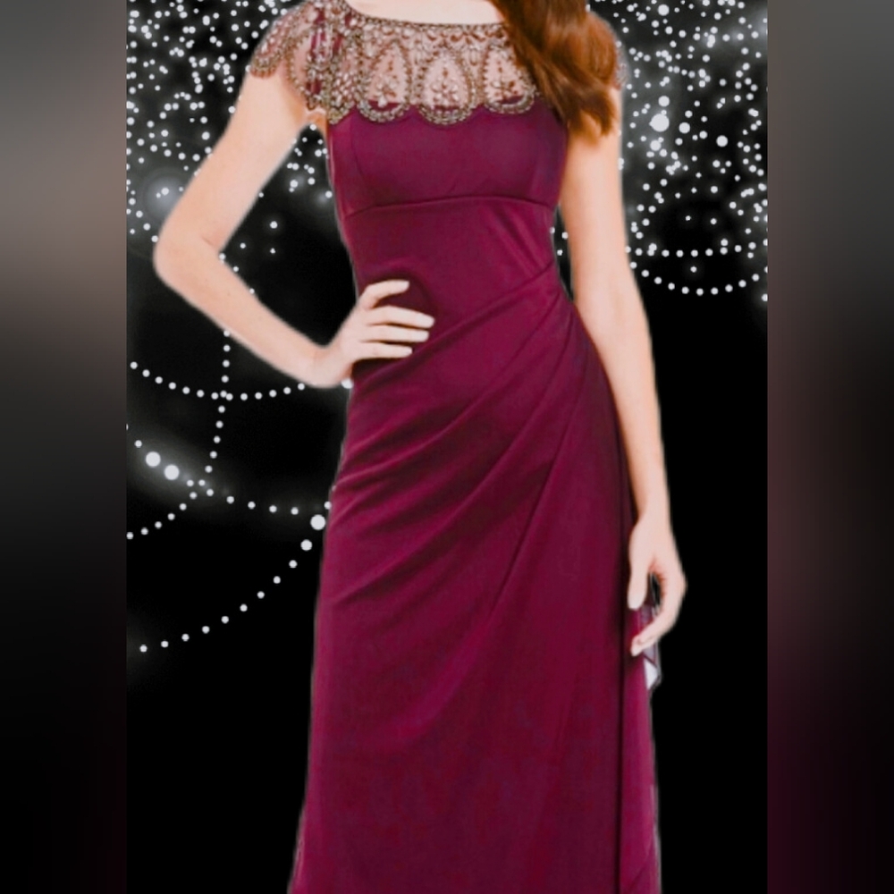 DJ-JAZ Chic Burgundy Lace Maxi Dress